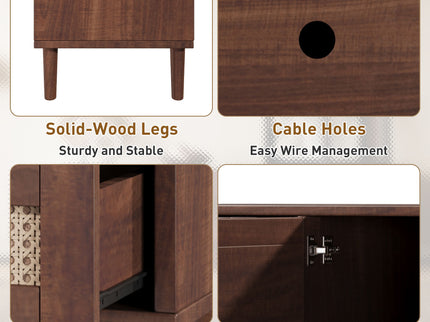 TV Stand, Media Console With 4 Drawers, Soft Closing Hinges - Dark Brown
