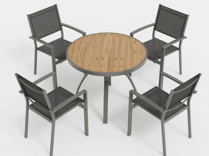 5 Piece Patio Dining Set & Table And Chairs For Outdoor Use - Gray