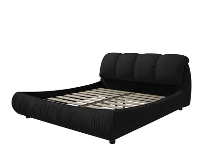 Luxury Upholstered Platform Bed With Oversized Padded Backrest And Solid Wood Frame