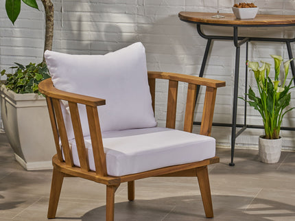 Outdoor Club Chair With Curved Backrest And Frame - White