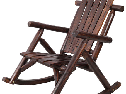 Durable Wooden Porch Rocker, Fir Log Rocking Chair