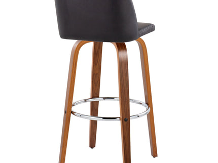 Toriano - Mid Century Modern Fixed Height, Barstool With Swivel With Round Footrest (Set of 2)