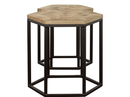 2 Piece Nesting Table With Hexagon Base - Brown