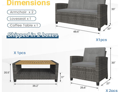 Modern All-Weather Patio Set With Cushions And Table