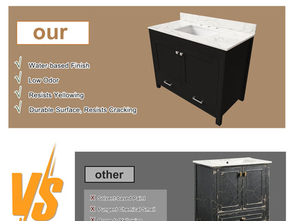 Bathroom Vanity Set, Sink And Faucet Holes Included - Black