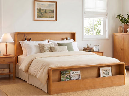Bed Frame With Dual Open Storage Headboard And Footboard