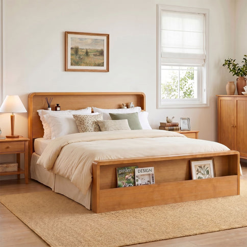 Bed Frame With Dual Open Storage Headboard And Footboard