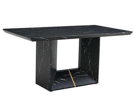 Modern Dining Table With Marbled Design For Luxurious Elegance - Black