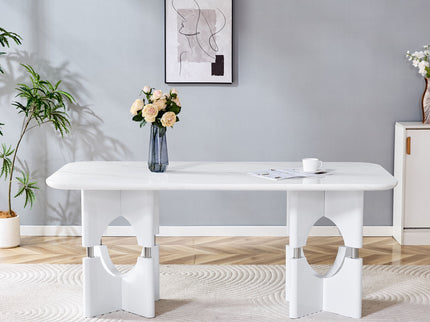 Modern Dining Table With Sleek Hollow-Out Frame And Accents