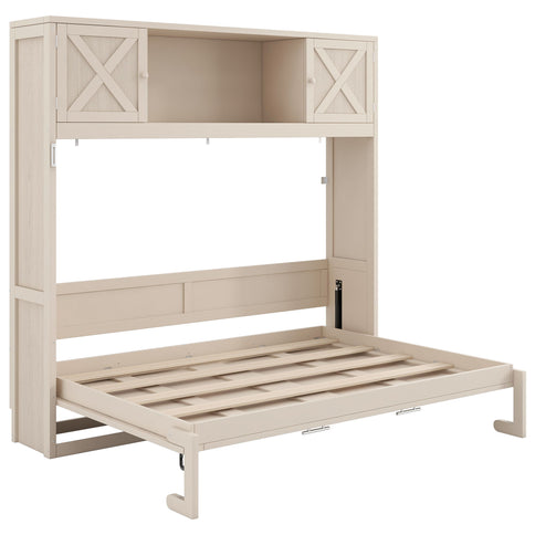 Rustic Casual Murphy Bed With Storage Cabinets