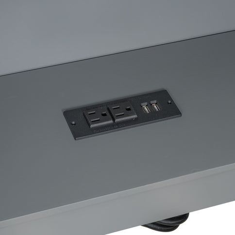 Upholstered Headboard Platform Bed With Storage Shelves, Drawers, Charging Station