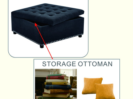 Square Tufted Storage Ottoman With Nailhead Trim