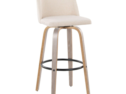 Toriano - Contemporary Fixed Height Barstool With Swivel With Round Footrest Comfort And Style (Set of 2)