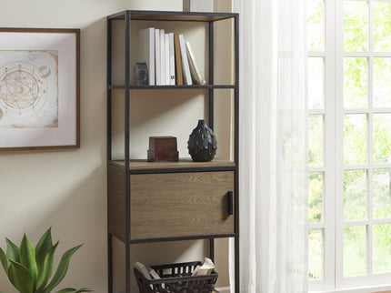 Darley - 3 Shelf Bookcase With Storage Cabinet - Gray