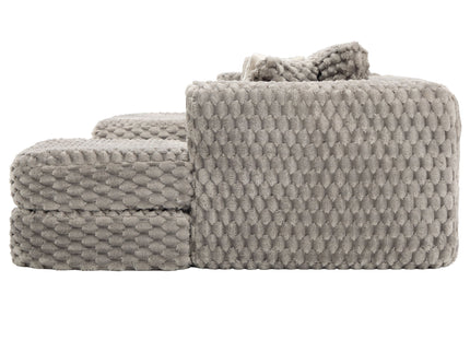 Modular Sectional Sofa, Boneless Couch With 2 Movable Ottomans