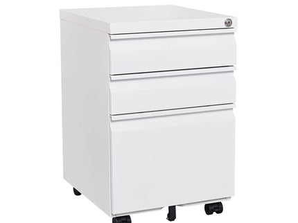Contemporary 3 Drawer Mobile Filing Cabinet With Lock, Metal Office Storage For Legal / Letter Size