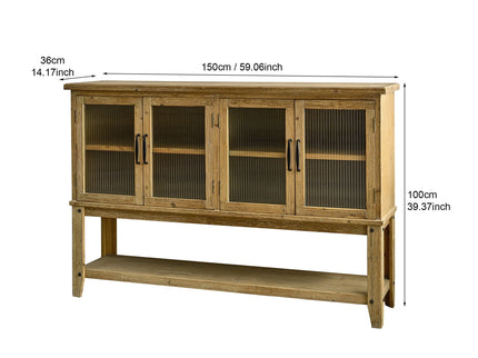 Rectangle Accent Sideboard Cabinet With Storage Shelf, Cabinet For Kitchen - Natural Wood