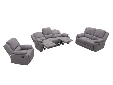 3 Piece Reclining Sofa Set With 150° Deep Recline, 3 Seat Couch, Loveseat & Single Recliner - Gray