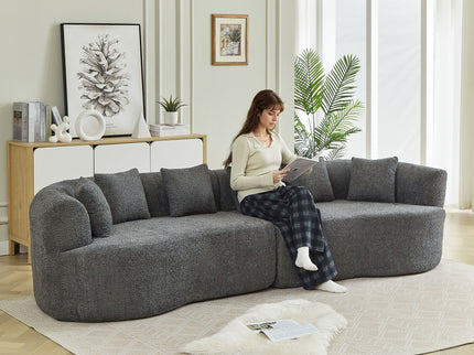 Curved Sectional Sofa With 6 Pillows