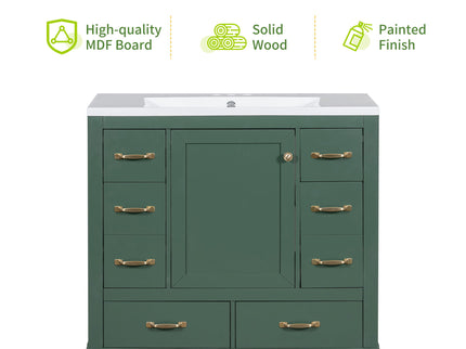 Modern Bathroom Vanity With Sink, 6 Drawers, Adjustable Shelf