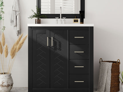 Retro Style Bathroom Vanity With 3 Drawers & Soft-Closing Doors