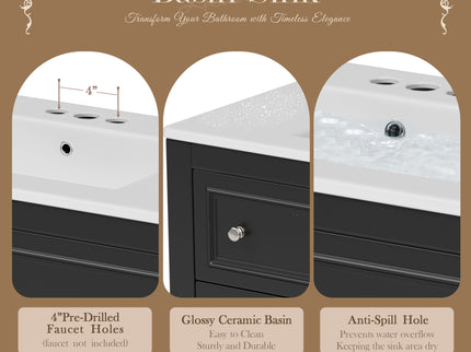 Bathroom Vanity Cabinet With Undermount Sink, 4 Drawer Set