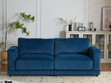 Modern Square Arm Sofa With Soft Fabric Upholstery, Deep Cushions