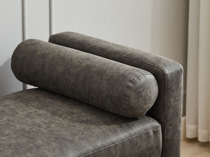 Elegant Upholstered Bench Daybed Ottoman With Bolster Pillows