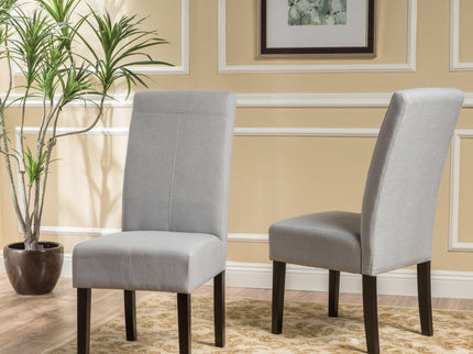 Amaranthine - Upholstered Dining Chair With High Back And Wood Legs (Set of 2) - Light Gray