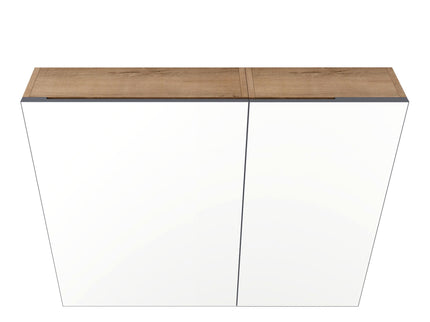 33.56" Wall Mounted Bathroom Cabinet With Adjustable Shelves - Imitative Oak