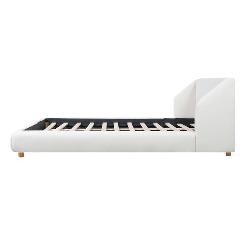 Modern Upholstered Bed Frame With Wingback Headboard