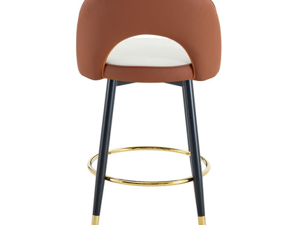 Upholstered Rotatable Bar Chair With Metal Legs For Dining Room