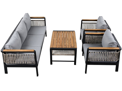 4 Pieces Outdoor Sectional Sofa Set 5 Person Patio Seating Group Outdoor Conversation Set With Cushions And A Coffee Table For Patios