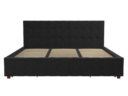King Upholstered Bed With Storage - Black