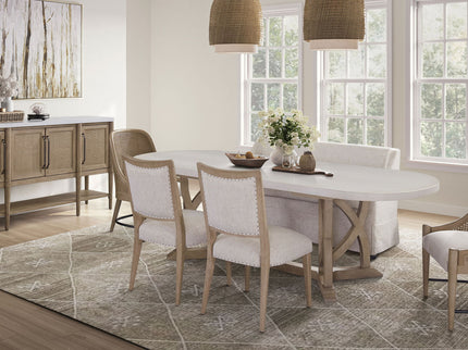 Slip Covered Settee With Casters - Beige
