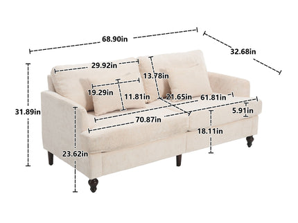 Mid Century Modern Fabric Loveseat Sofa, 2 Seat Upholstered Couch