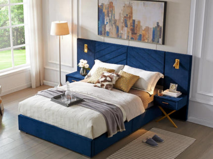 Comfortable Upholstered Bed With Vertical Channel Tufted Wingback Headboard