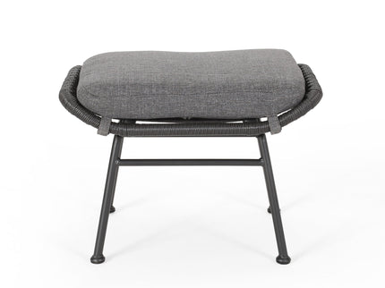 Outdoor Modern Boho Wicker Ottoman With Cushions (Set of 2)