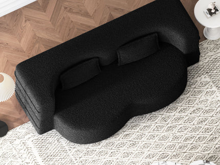 Modern Floor Sofa, With 2 Pillows, Convertible Teddy Fabric Foam Filled Bed