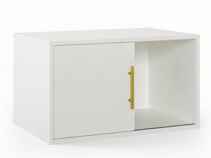 Cube Storage Organizer With Sliding Door Stackable Modular Bookshelf & Storage Cabinet - White