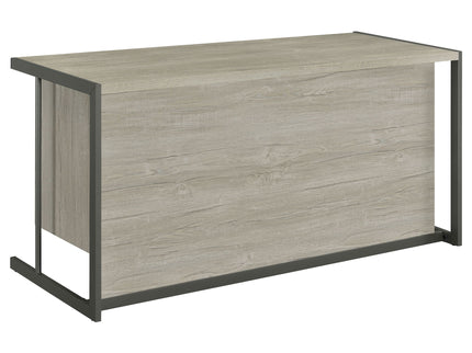 Brisley - Office Desk With Adjustable Keyboard Tray And 3 Drawer Storage - Beige / Gray