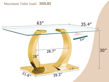 Dining Table For Living Spaces - Gold / Transparent