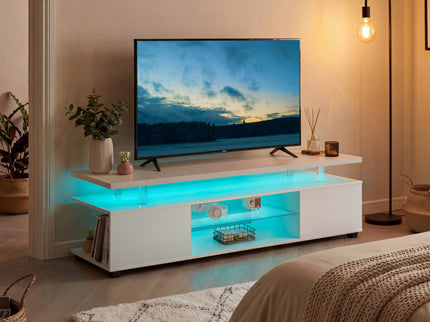 TV Stant With LED And Large Side Cabinet