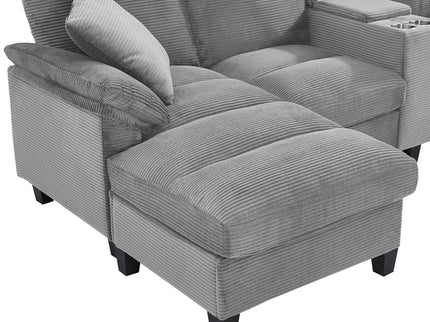Modern U - Shaped Sectional Sofa With Storage Ottomans, USB Ports, And Cup Holders