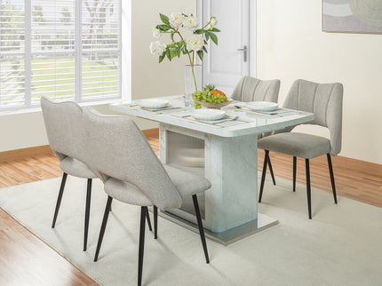 Modern Rectangle Dining Table With Stretchable Top, Storage Cabinet