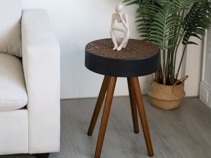 Round Coffee Table With Carved Top For Living Room