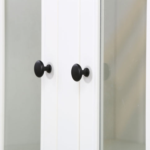 Retro Style Hutch Cabinet With Glass Door, China Cabinet For Home