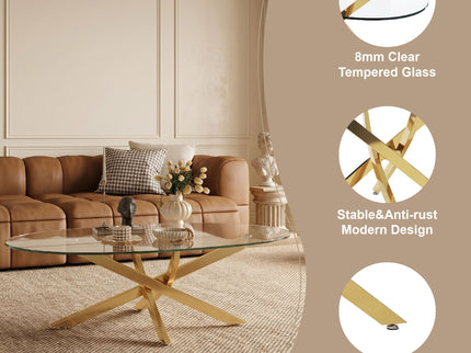 Oval Coffee Table For Living Room - Gold