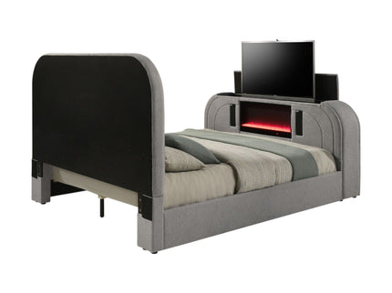 Shelyn - Bed With LED, TV Stand, Fireplace & Bluetooth