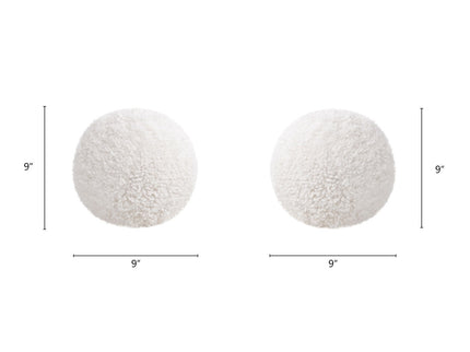 Ayla - Round Sphere Accent Ball Throw Pillow - Curly White